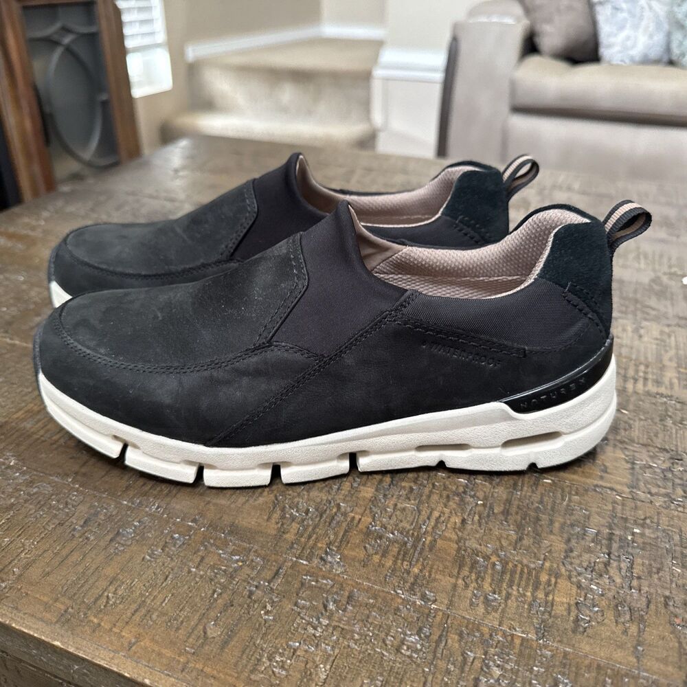 Clarks Shoes Womens 9 NatureX Tie WP Black Combi Waterproof Sneakers Nubuck